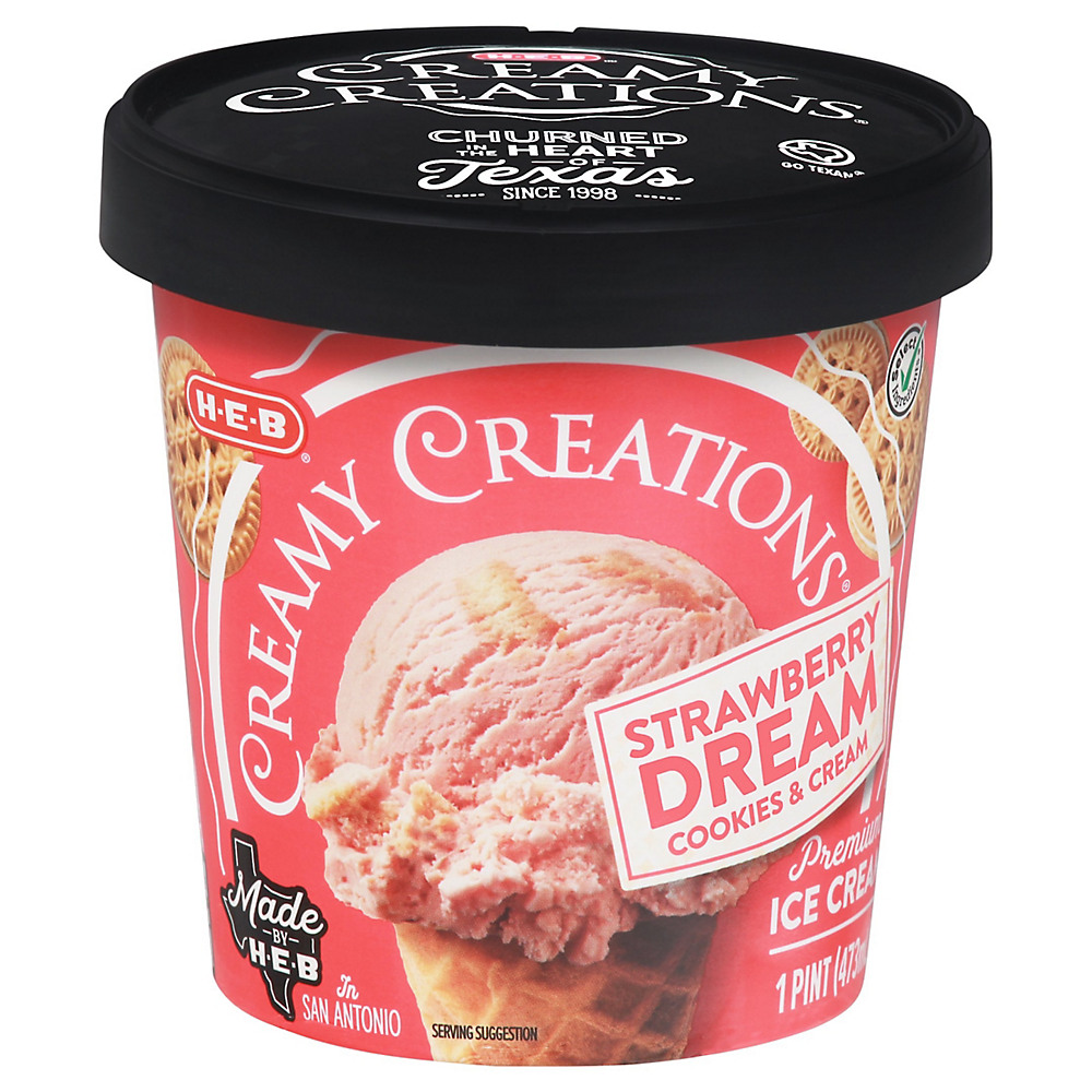Calories in H-E-B Select Ingredients Creamy Creations Strawberry Dream Ice Cream, 1 pt