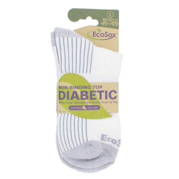 H-E-B RX White/Grey Non-Binding Top Diabetic Crew Socks Large