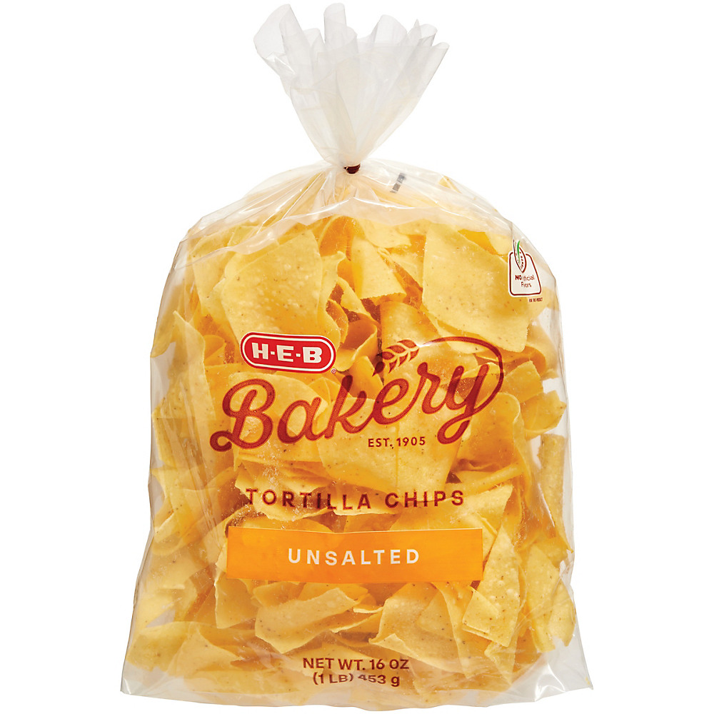 Calories in H-E-B Unsalted Tortilla Chips, 16 oz
