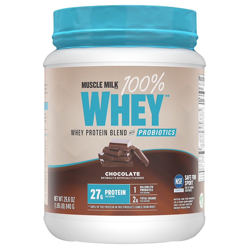 Calories in Muscle Milk 100% Whey Protein Blend With Probiotics Chocolate, 1.85 lb
