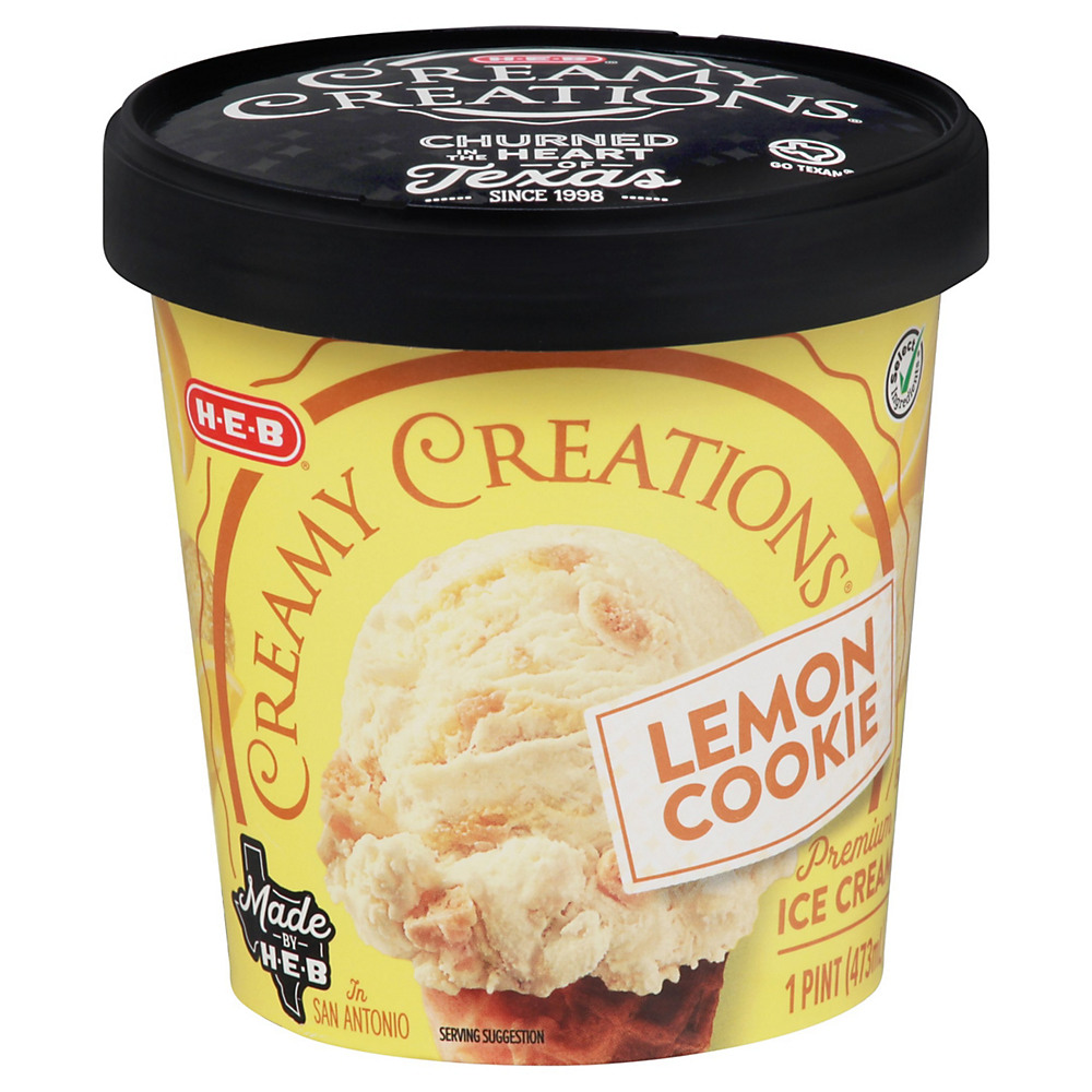 Calories in H-E-B Select Ingredients Creamy Creations Lemon Cookie Ice Cream, 1 pt