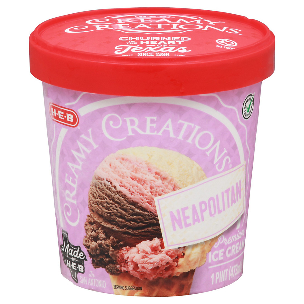 Calories in H-E-B Creamy Creations Neapolitan Ice Cream, 16 oz