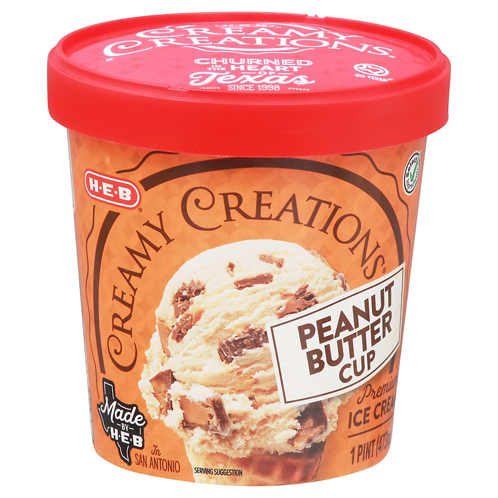 Calories in H-E-B Select Ingredients Creamy Creations Peanut Butter Cup Ice Cream Pint, 16 oz