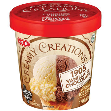 H-E-B Creamy Creations 1905 Vanilla & Chocolate Ice Cream, 1 pt