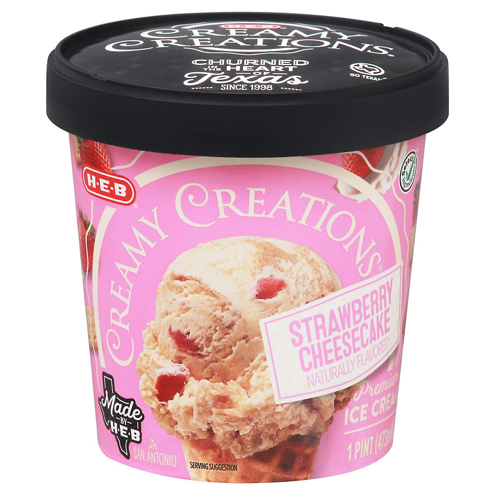 Calories in H-E-B Select Ingredients Creamy Creations Strawberry Cheesecake Ice Cream Pint, 16 oz