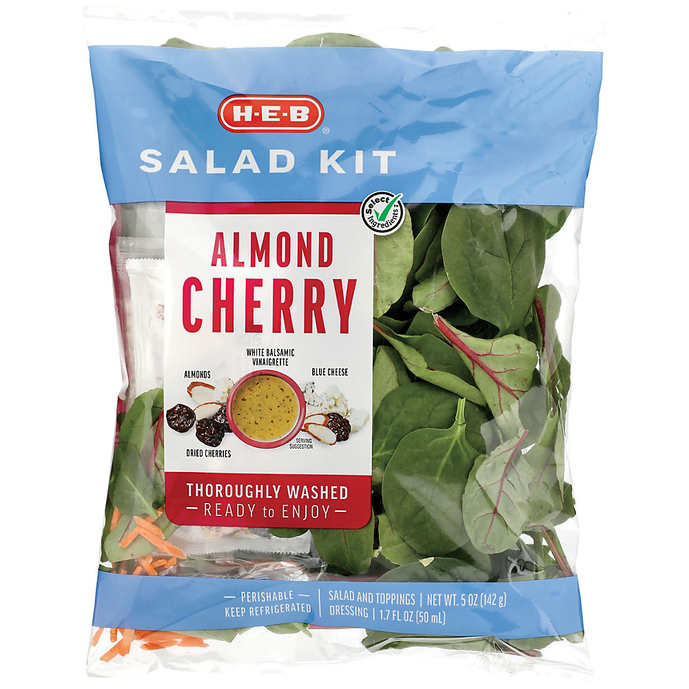 Calories in H-E-B Select Ingredients Almond Cherry Salad Kit, 6.8 oz