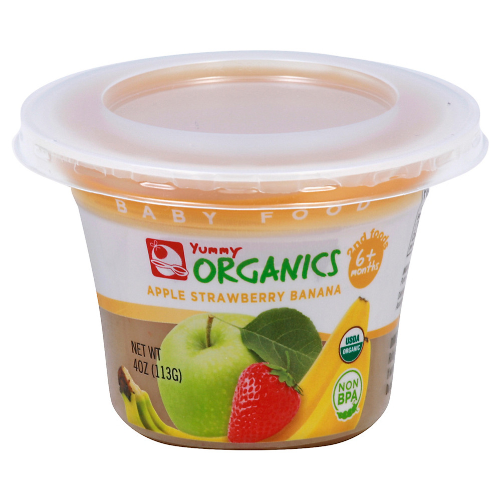 Calories in Yummy Organics Apple Strawberry Banana 2nd Foods, 4 oz