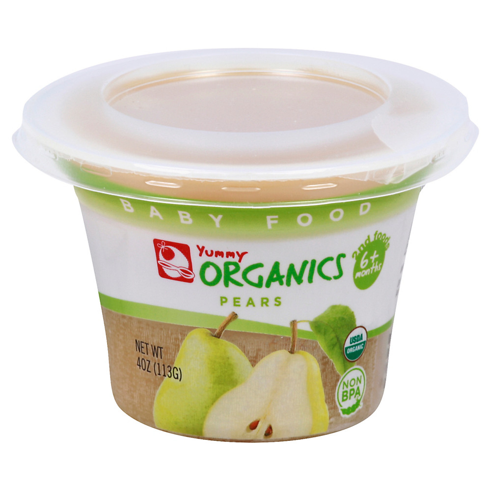 Calories in Yummy Organics Pears 2nd Foods, 4 oz