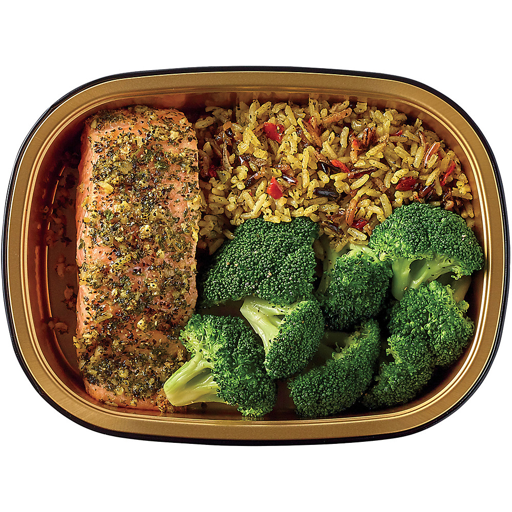 Calories in H-E-B Meal Simple Lemon Pepper Salmon with Wild Rice and Broccoli, 12.5 oz