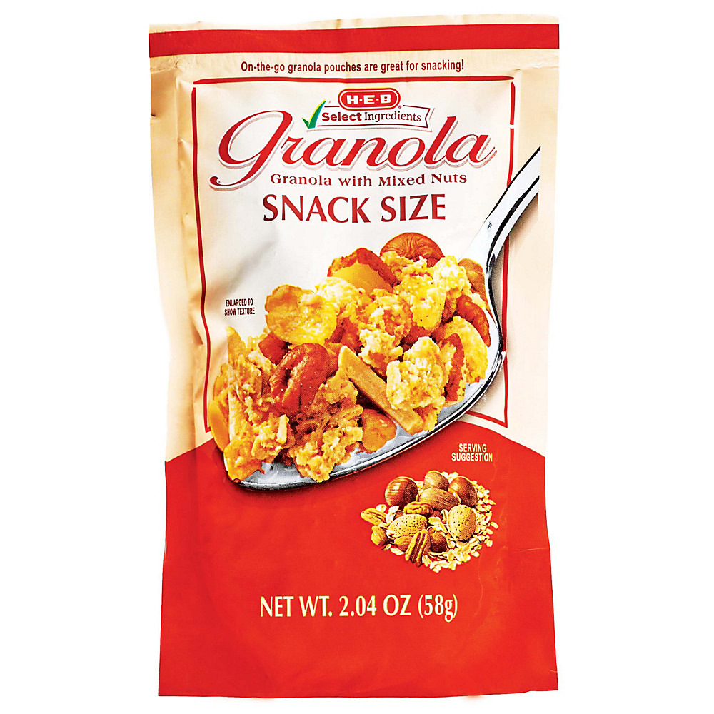 Calories in H-E-B Select Ingredients Granola with Mixed Nuts Snack Size, 2.04 oz