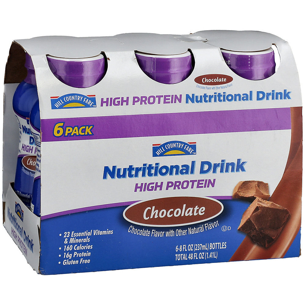 Calories in Hill Country Fare High Protein Chocolate Nutritional Drink 6 pk, 8 oz