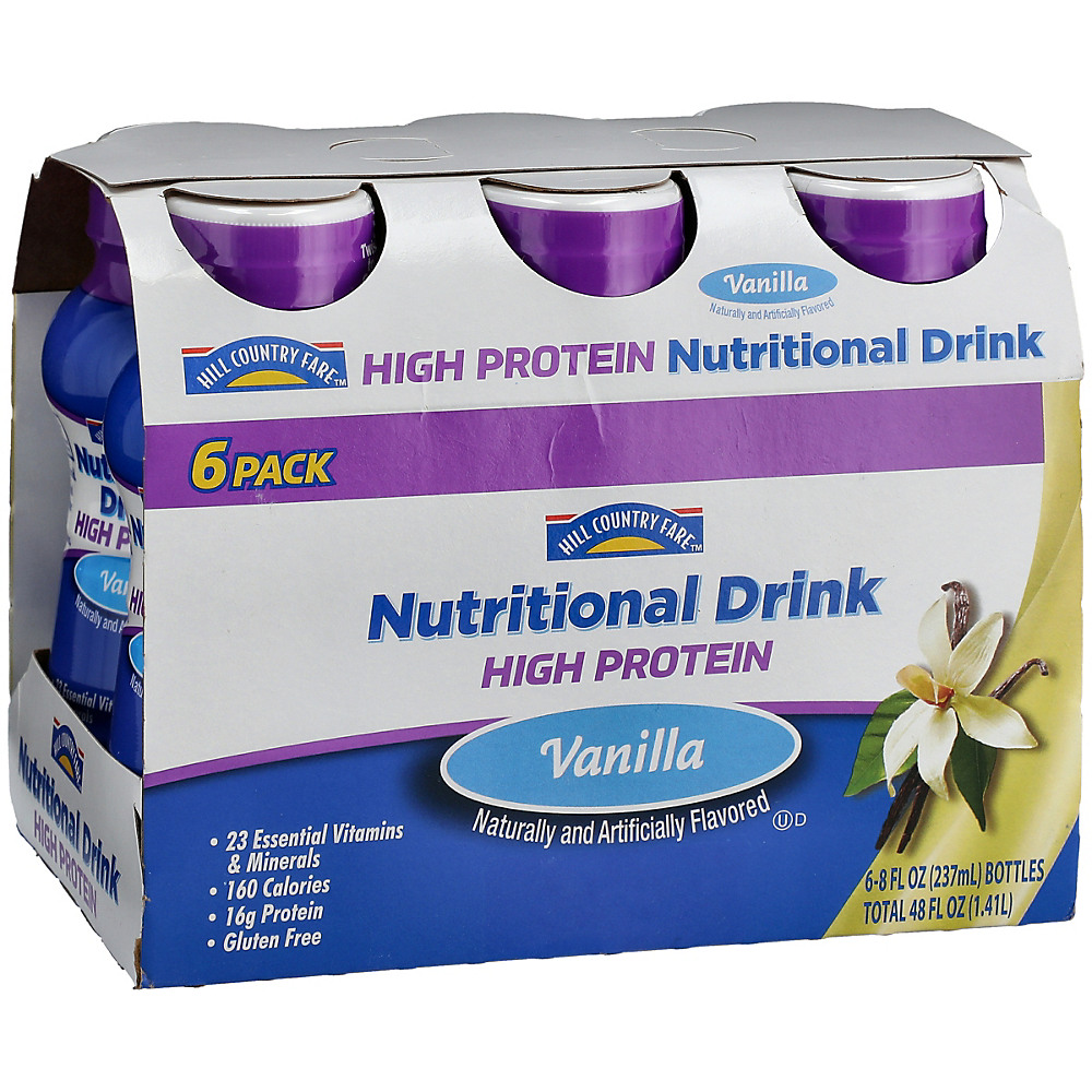 Calories in Hill Country Fare High Protein Vanilla Nutritional Drink 6 pk, 8 oz