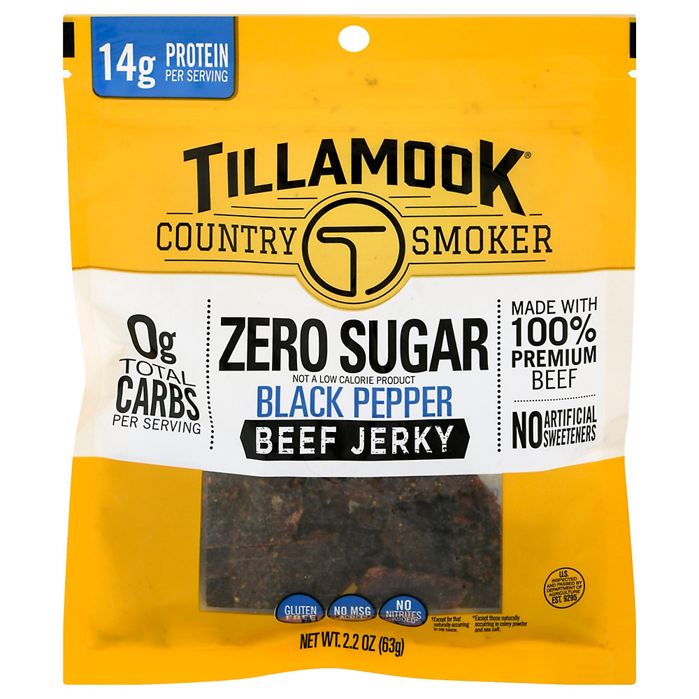 Calories in Tillamook Zero Sugar Black Pepper Beef Jerky, 2.2 oz