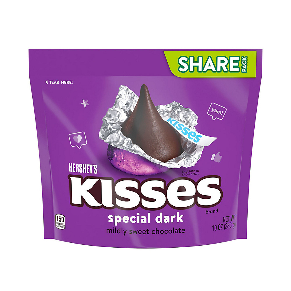 Calories in Hershey's Kisses Special Dark Mildly Sweet Chocolate Candy, 10 oz