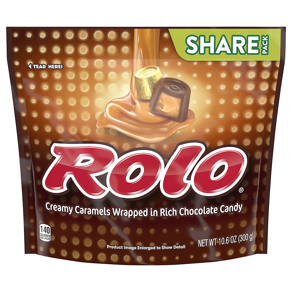 Calories in Rolo Creamy Caramels in Rich Chocolate Candy Share Pack, 10.6 oz
