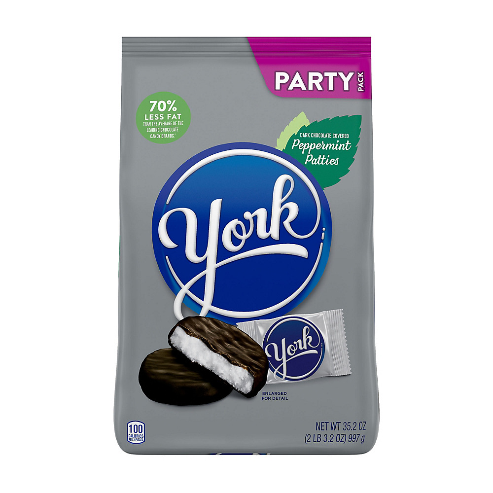 Calories in York Peppermint Patties Dark Chocolate Candy Individually Wrapped Party Bag, 35.2 oz