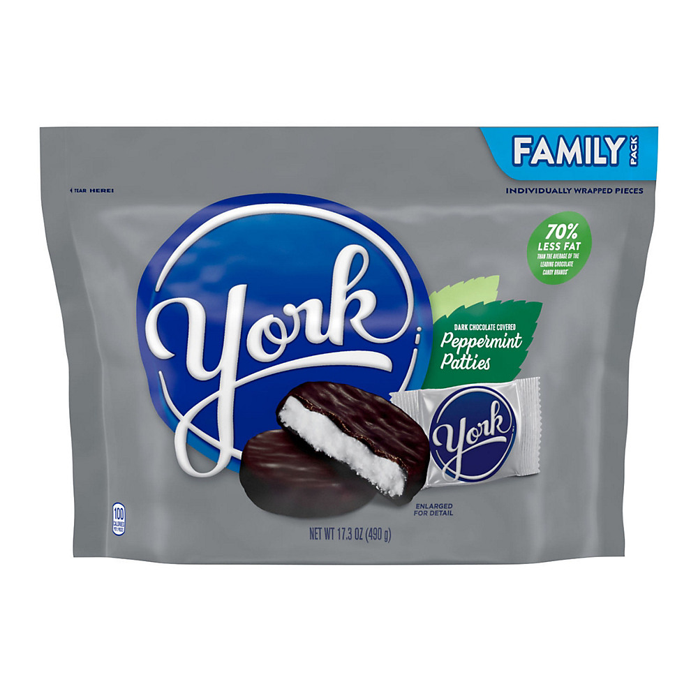 Calories in York Peppermint Patties Dark Chocolate Candy Individually Wrapped Bag, 17.3 oz