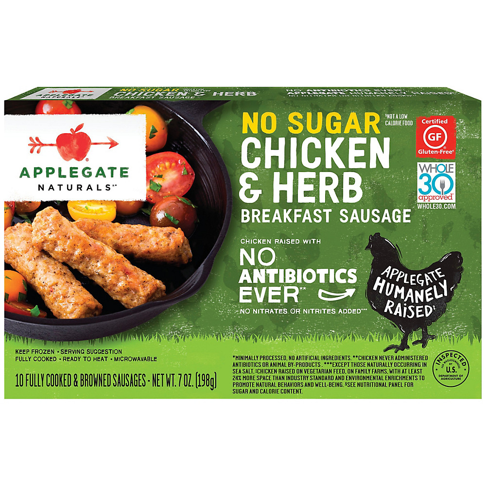 Calories in Applegate Natural No Sugar Chicken & Herb Breakfast Sausage, 10 ct