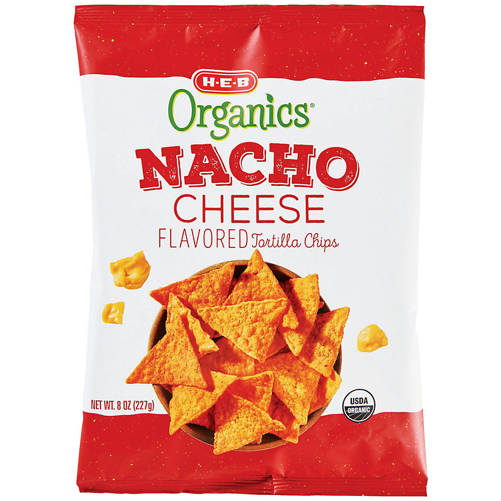 Calories in H-E-B Organic Nacho Cheese Tortilla Chips, 8 oz