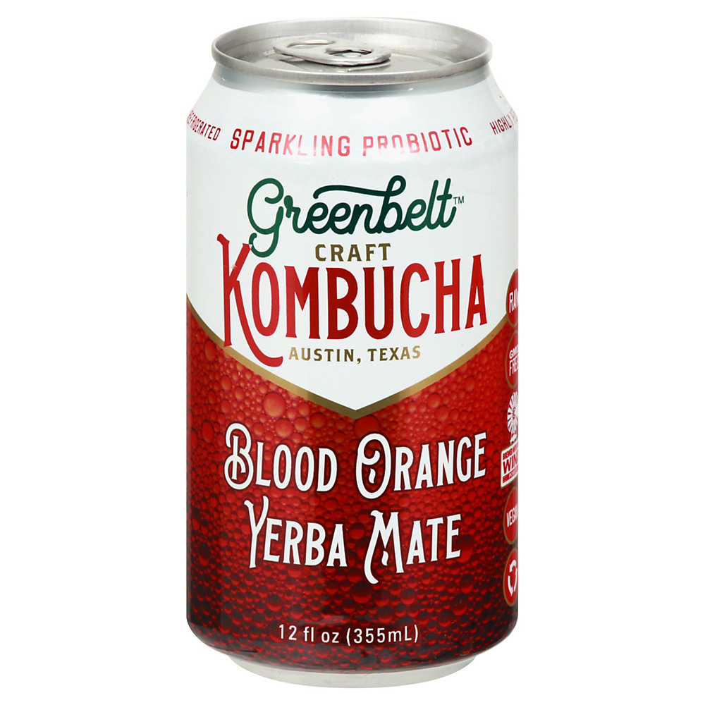 Calories in Greenbelt Blood Orange Yerba Mate Craft Tea Kombucha, 12 oz