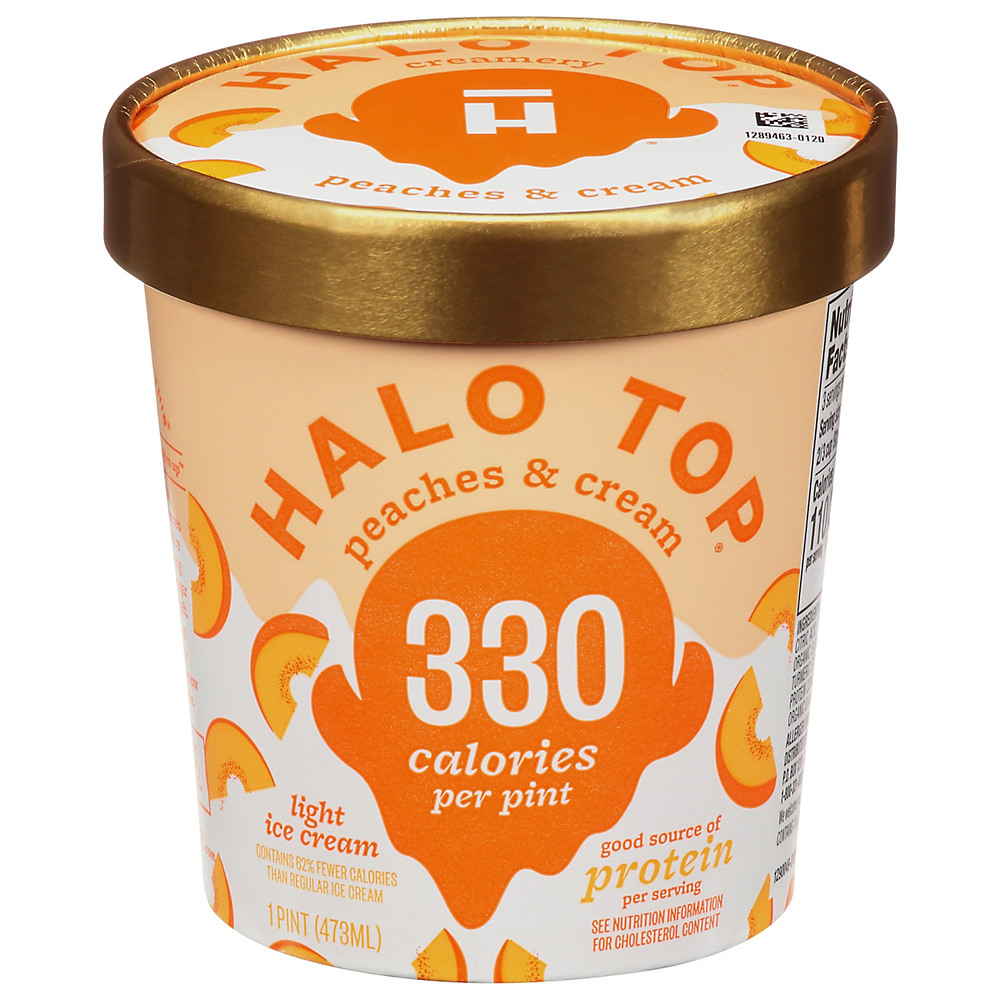 Calories in Halo Top Peaches & Cream Ice Cream, 1 pt