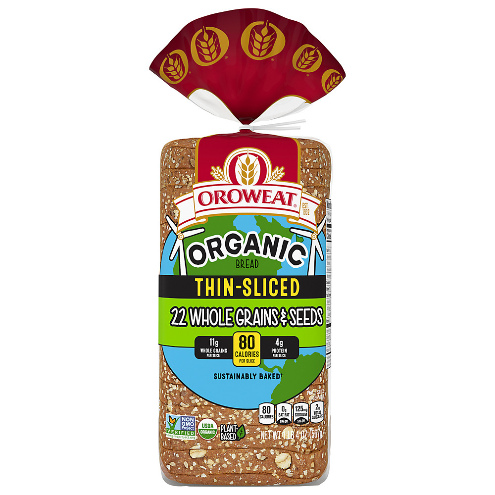 Calories in Oroweat Organic Thin Sliced 22 Grains & Seeds Bread, 20 oz