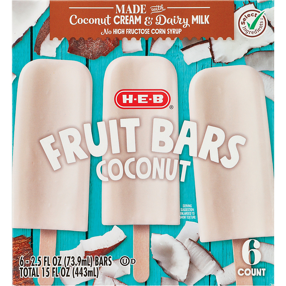 Calories in H-E-B Select Ingredients Coconut Fruit Bars, 6 ct
