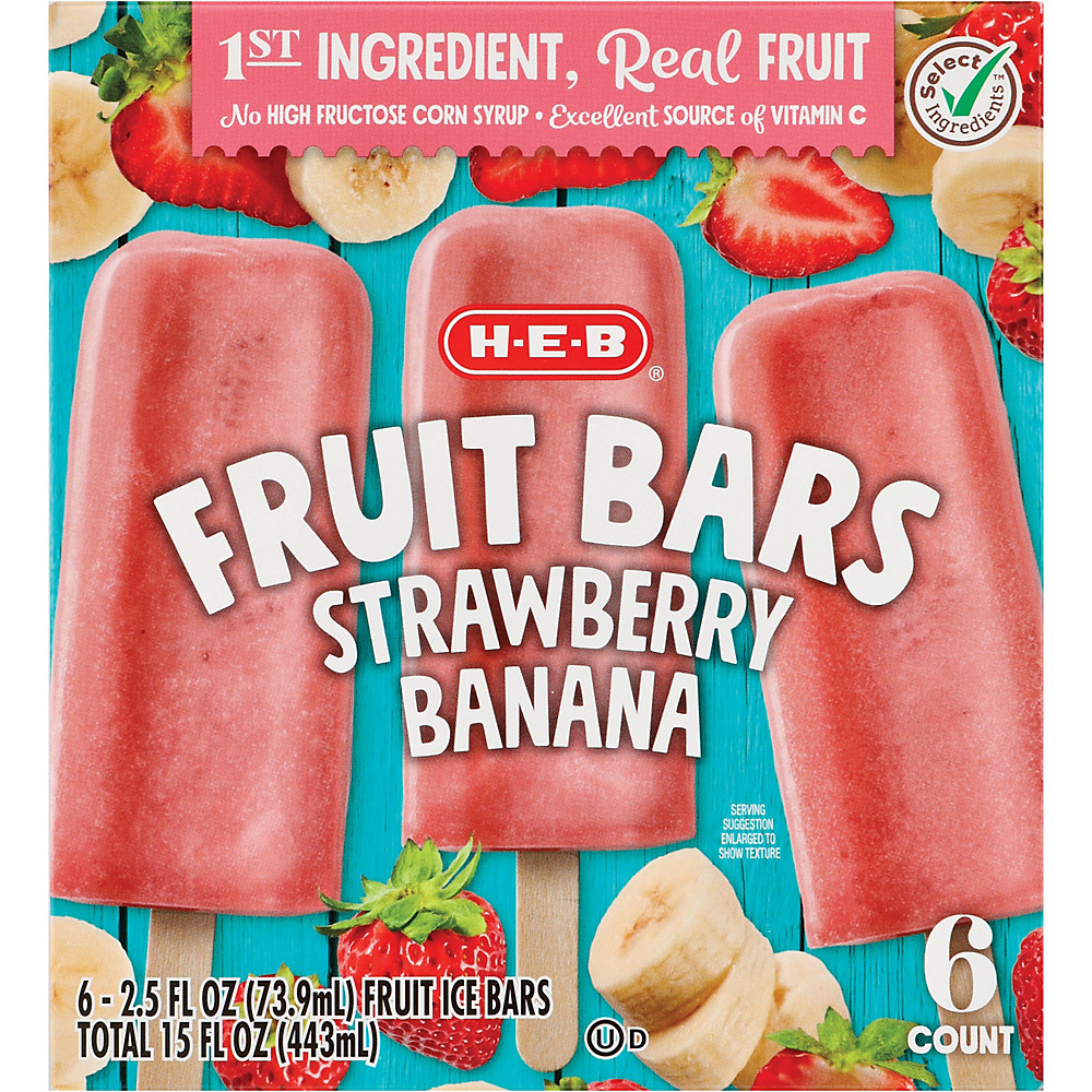 Calories in H-E-B Select Ingredients Strawberry Banana Fruit Bars, 6 ct
