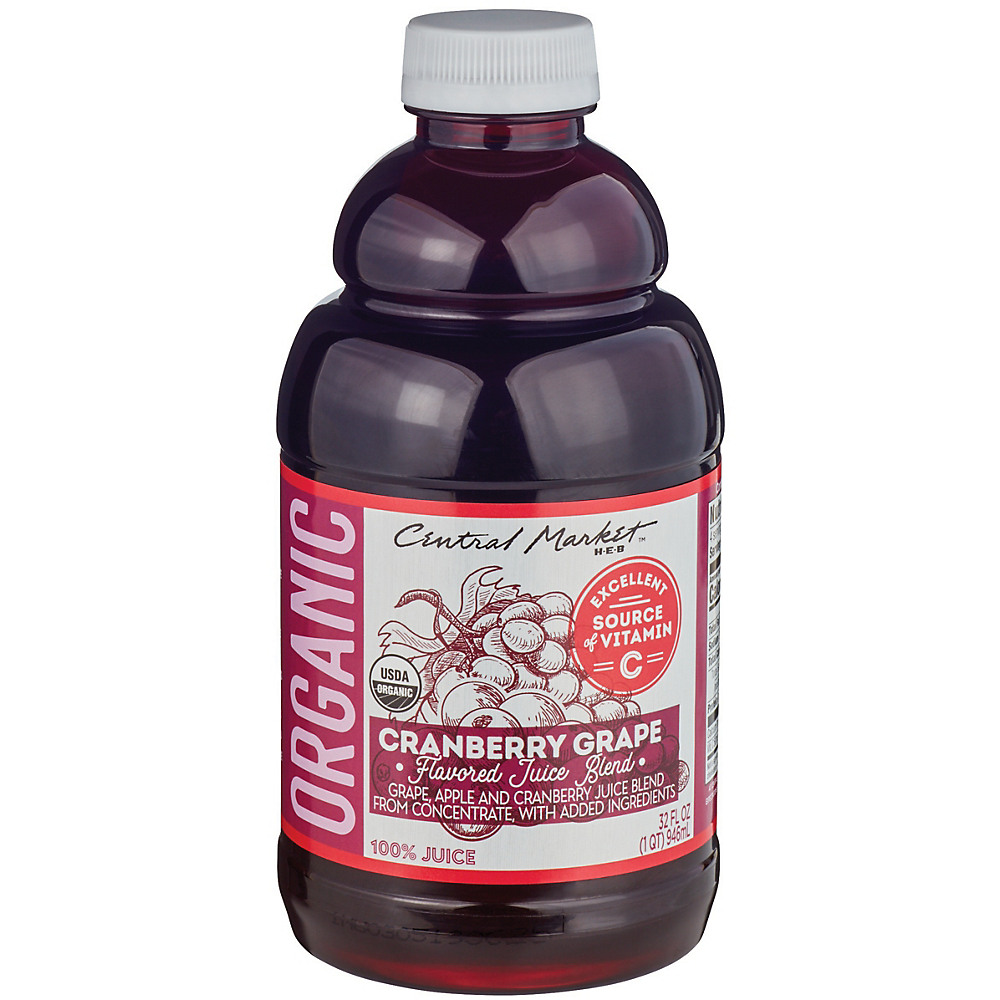 Calories in Central Market Organic Cranberry Grape Flavored Juice Blend, 32 oz