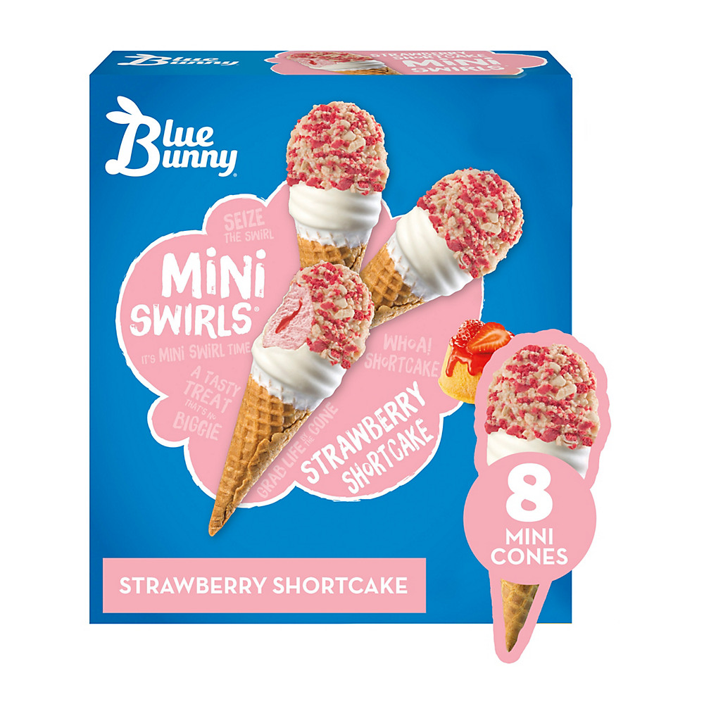 Calories in Blue Bunny Mini Swirls Strawberry Shortcake Ice Cream Cones, 8 ct