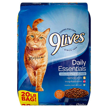 9Lives Daily Essentials Flavors of Chicken Beef & Salmon Dry Cat Food, 20 lb