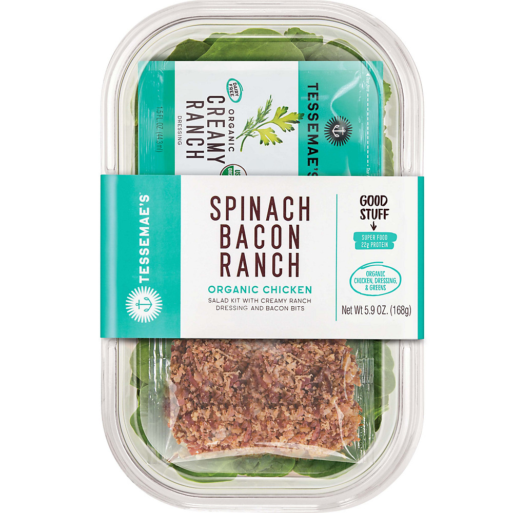 Calories in Tessemae's Organic Spinach Bacon Ranch Salad Kit, 6.2 oz
