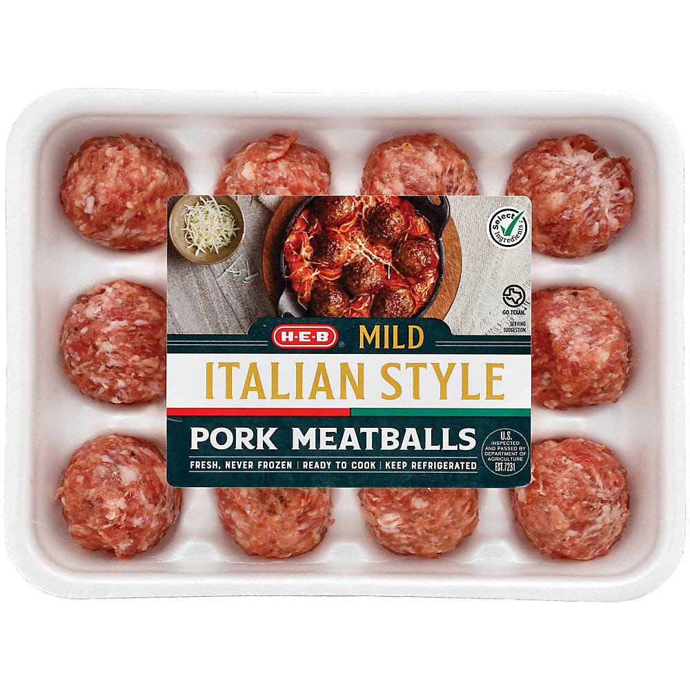 Calories in H-E-B Italian Style Seasoned Pork Meatballs, Avg. 1.36 lbs