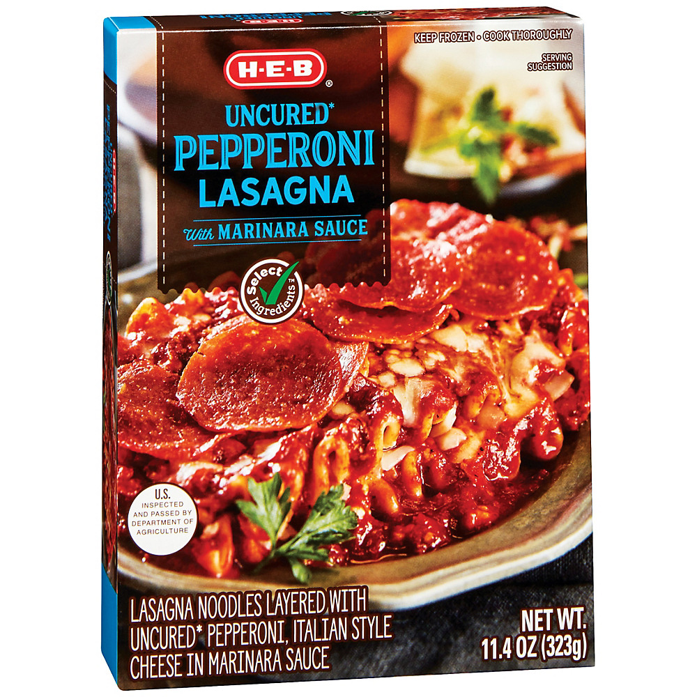 Calories in H-E-B Select Ingredients Pepperoni Lasagna, 11.4 oz
