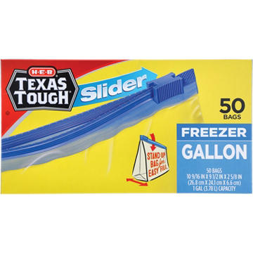H-E-B Texas Tough Slider Gallon Freezer Bags, 50 ct