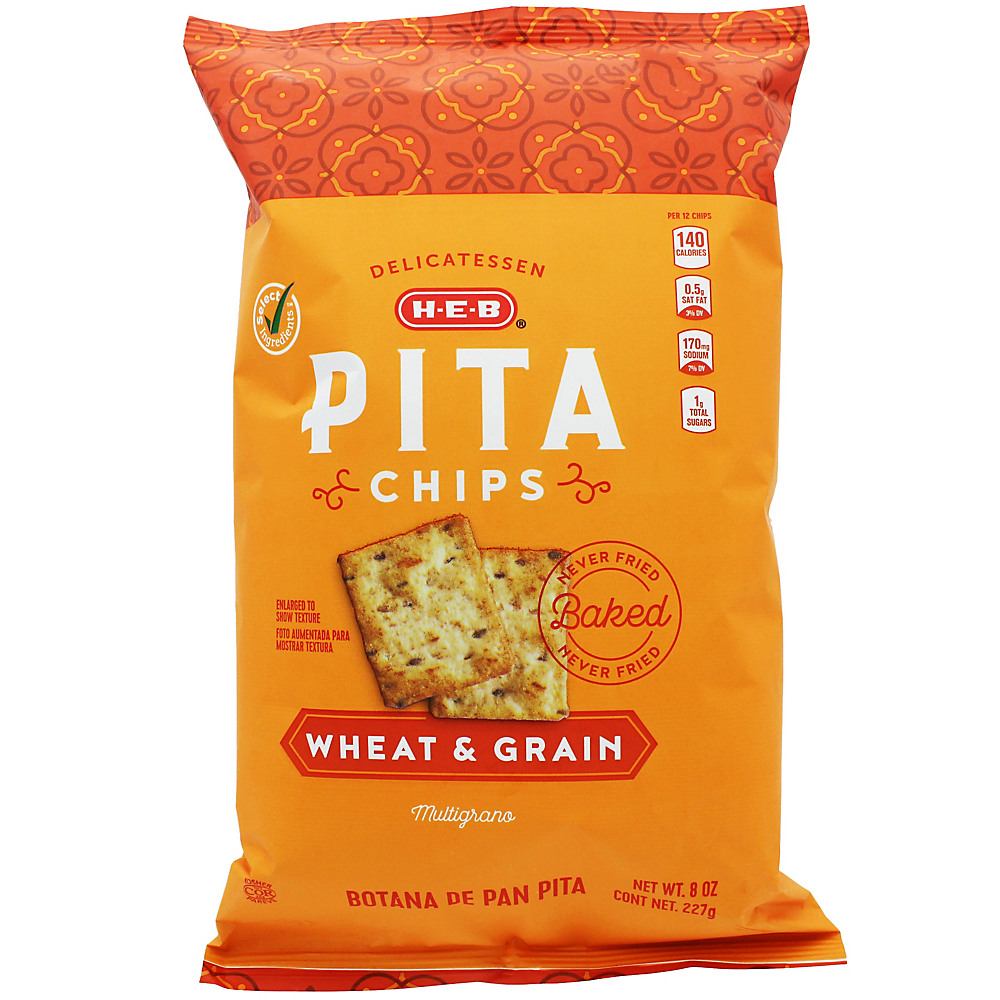 Calories in H-E-B Wheat & Grain Pita Chips , 8 oz
