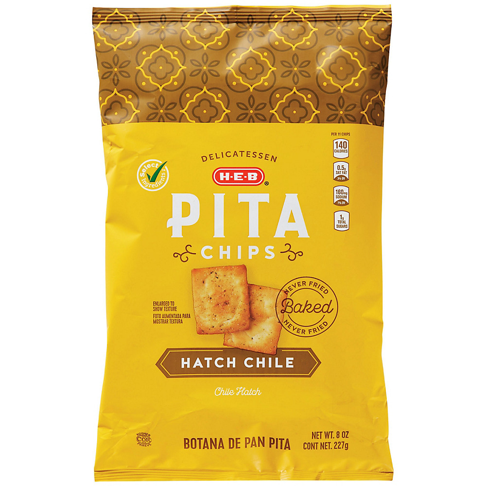 Calories in H-E-B Hatch Chile Pita Chips, 8 oz
