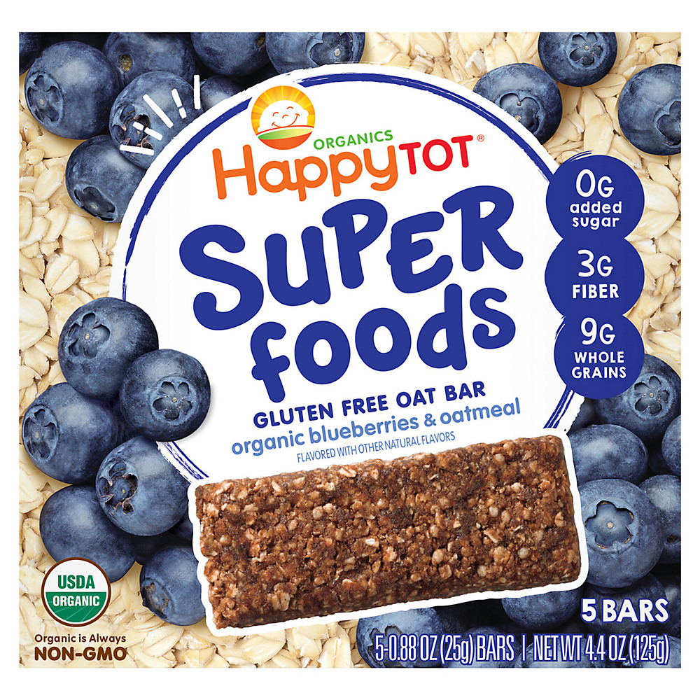 Calories in Happy Tot Organics Super Foods Oat Bar Blueberries & Oatmeal, 4.4 oz