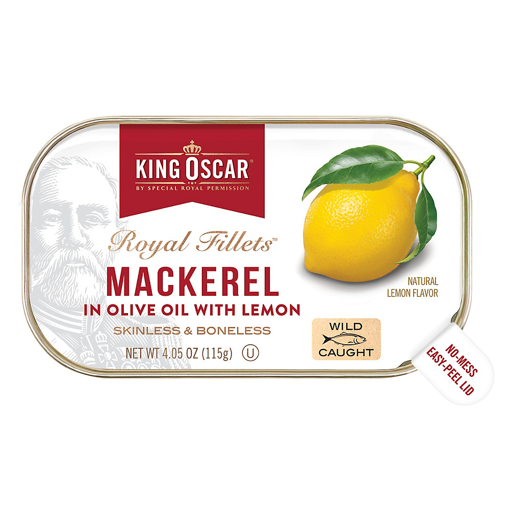 Calories in King Oscar Royal Fillets Mackerel in Olive Oil with Lemon, 4.05 oz