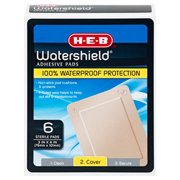 H-E-B Watershield Adhesive Pads, 6 ct