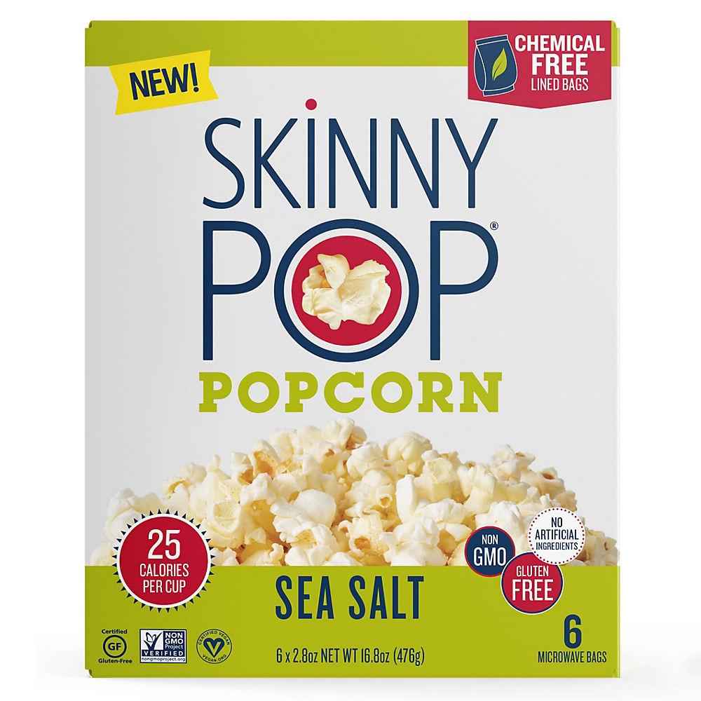 Calories in SkinnyPop Sea Salt Microwave Popcorn, 6 ct