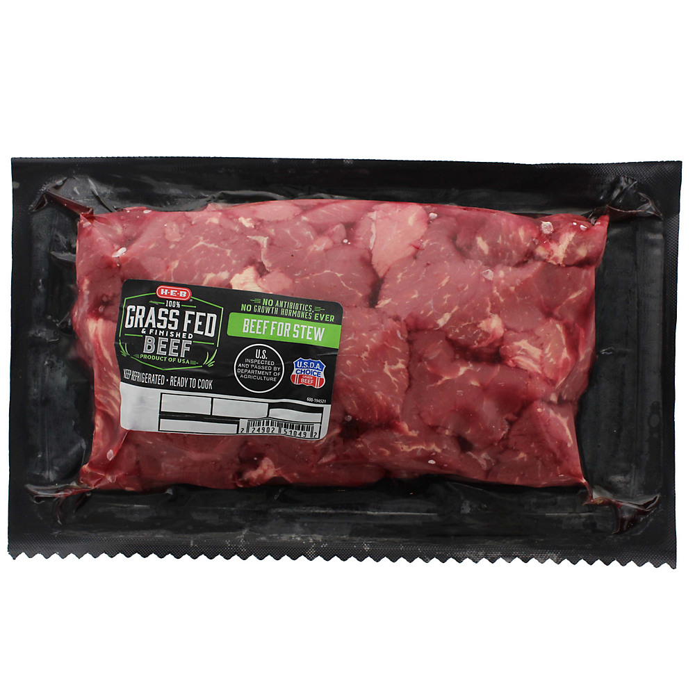 Calories in H-E-B Grass Fed Beef For Stew Boneless, USDA Choice, Avg. 0.9 lb
