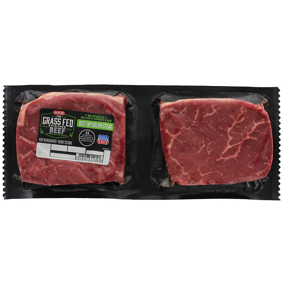 Calories in H-E-B Grass Fed Beef Sirloin Center Cut Steak Boneless Extra Thick, USDA Choice, Avg. 0.765 lb