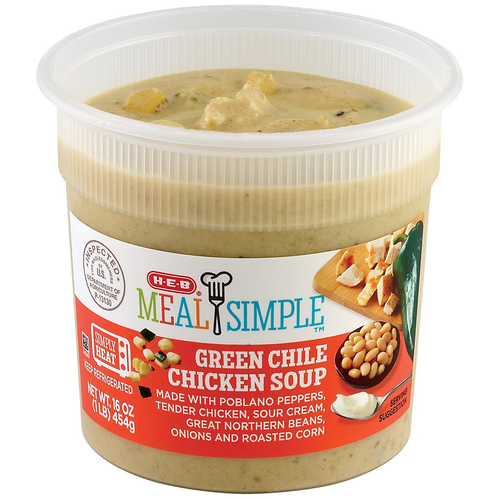 Calories in H-E-B Meal Simple Green Chili Chicken Soup, 16 oz