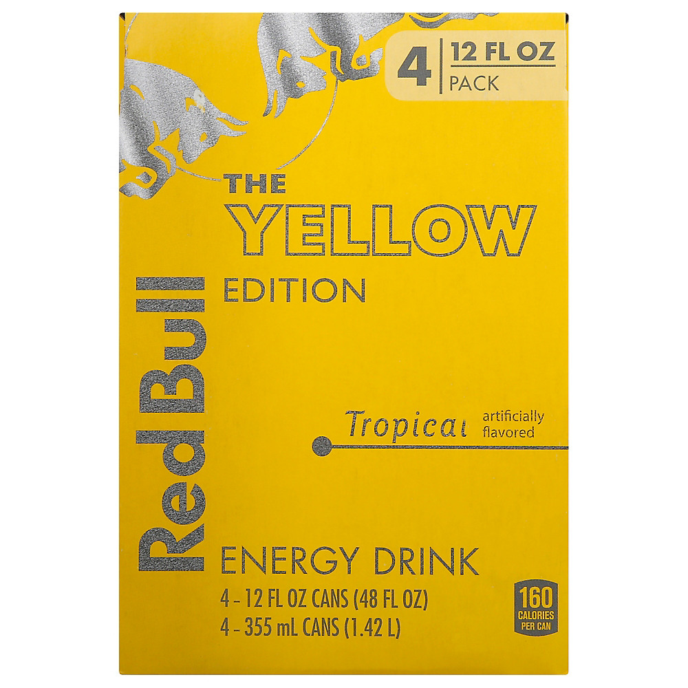 Calories in Red Bull Energy Drink, Tropical 12 oz Cans, 4 pk
