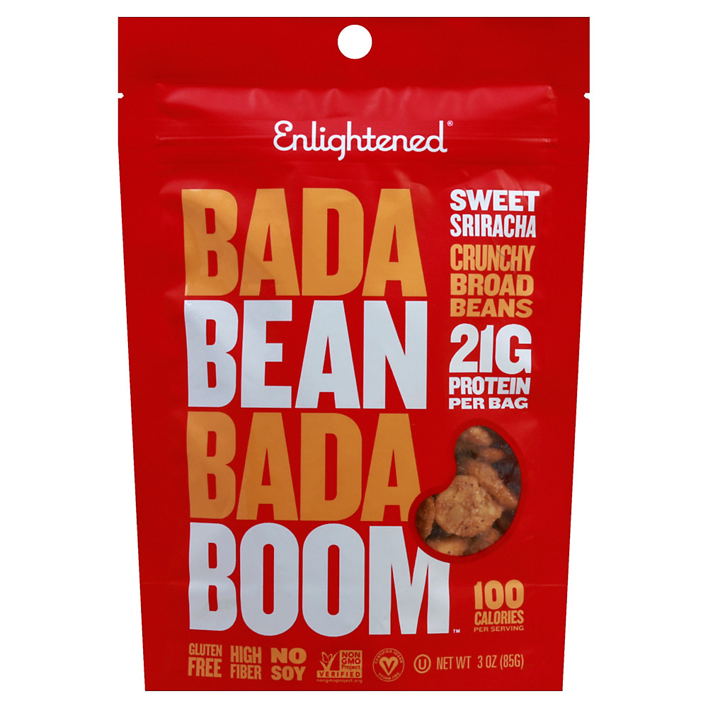 Calories in Enlightened Bada Bean Bada Boom Sriracha Crunchy Broad Beans, 3 oz