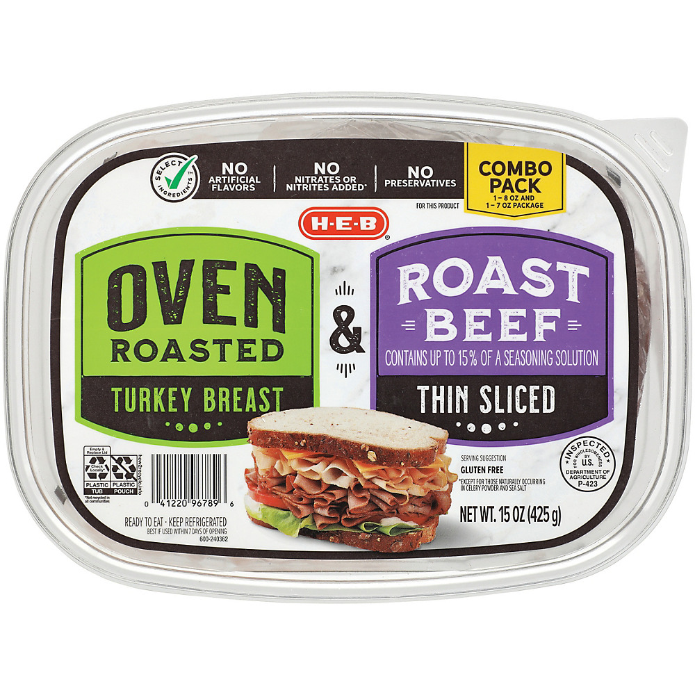 Calories in H-E-B Select Ingredients Oven Roasted Turkey Breast and Roast Beef, 15 oz