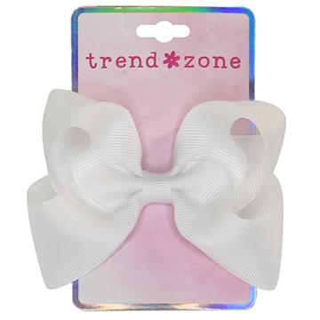 Trend Zone White Ribbon Hair Bow Salon Clip