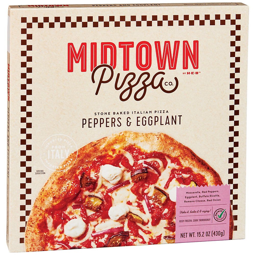 Calories in Midtown Pizza Co. by H-E-B Select Ingredients Peppers & Eggplant Pizza, 15.2 oz