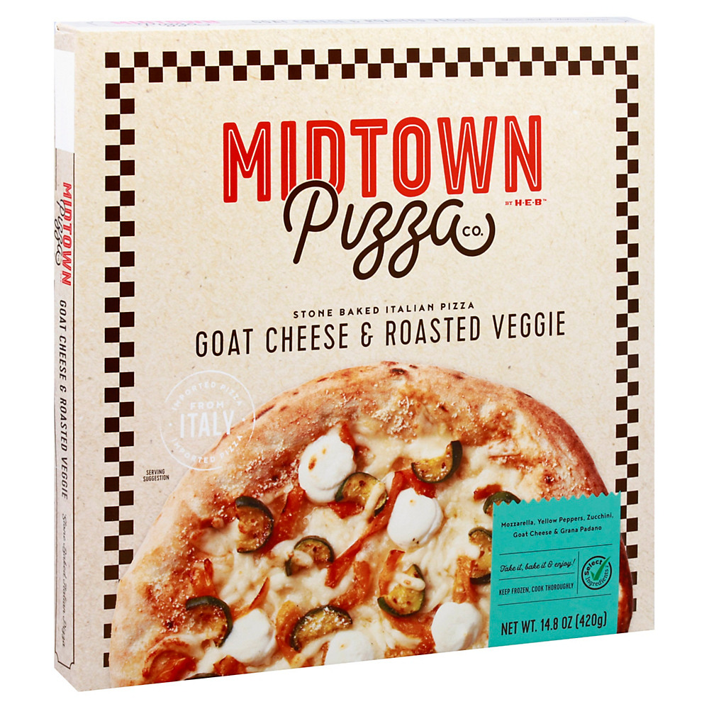 Calories in Midtown Pizza Co. by H-E-B Select Ingredients Goat Cheese & Roasted Veggie Pizza, 14.8 oz